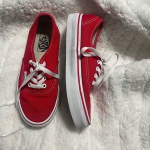 Vans Bold Red Canvas Shoes. Good condition with box